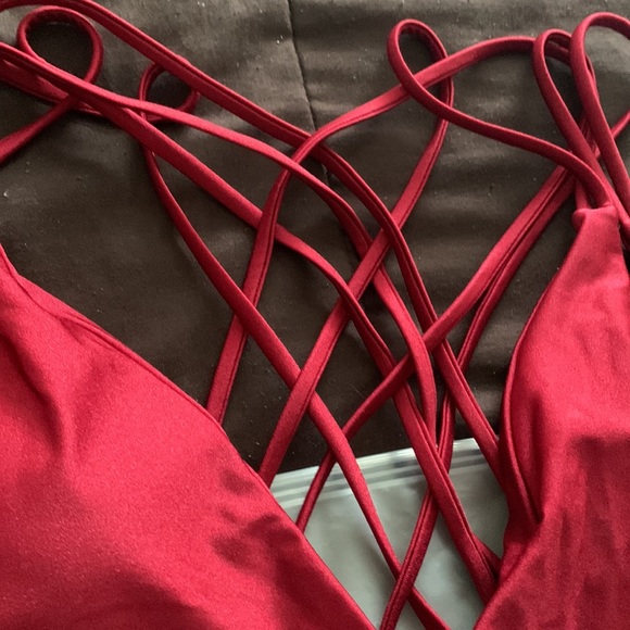 CUPSHE Burgundy Strappy Bikini Top Sz M - Picture 4 of 6